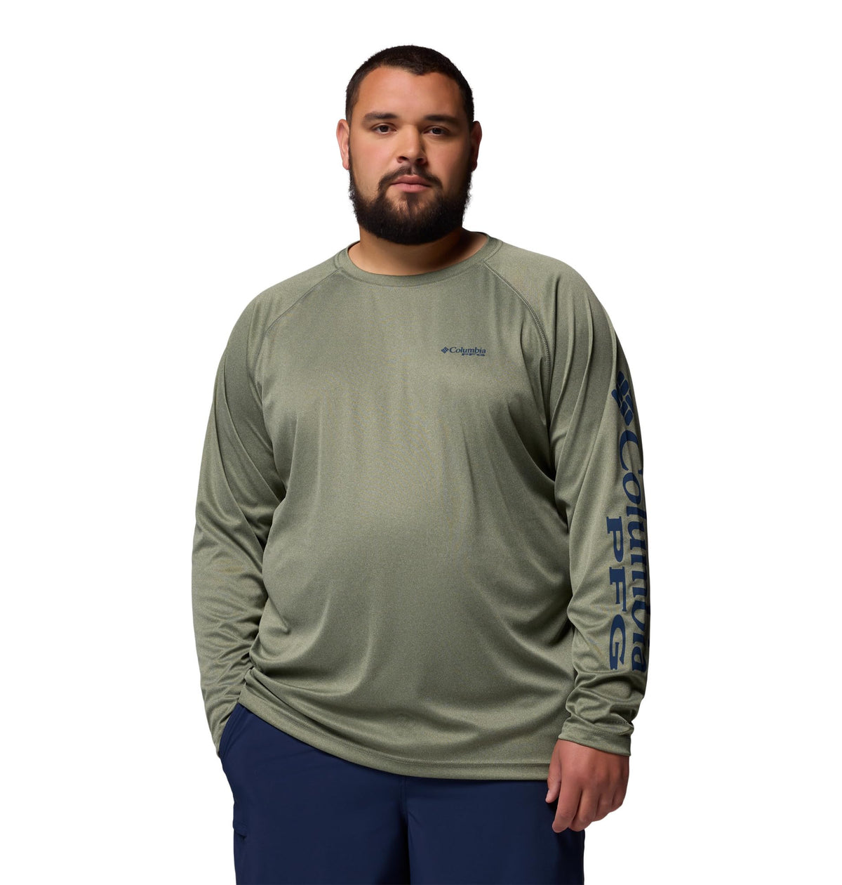 Columbia Men's PFG Terminal Tackle Long Sleeve Fishing Shirt, Cypress Heather/Carbon Logo, Large