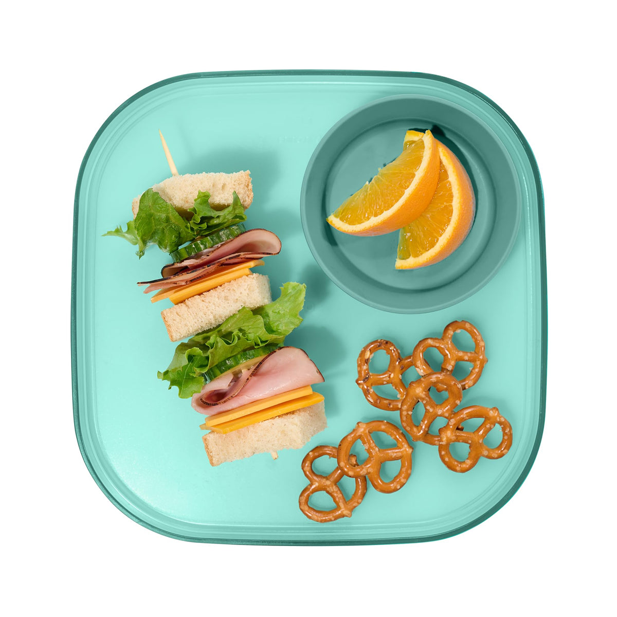 Madesmart Dipware Reusable Dining Plate/Serving Tray for Appetizers and Snacks, Food-Safe Appetizer Serving Platter with Removable Dip Bowl, Ocean