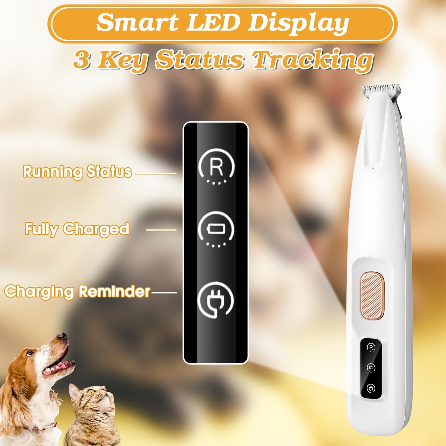 Palksky Dog Paw Trimmer, Upgraded 18mm-Blade Electric Dog Clippers for Groomming with Led Display, Waterproof Pet Micro Precision Trimmer, Rechargeable Hair Shaver for Paws, Ears, Face, Rump and Eyes