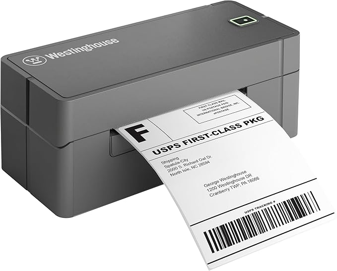 Westinghouse USB Shipping Label Printer for Mac & Windows, Compatible with USPS, UPS, FedEx, Ebay, Amazon, & More, Commercial Grade Thermal Label Printer for Shipping Packages, Includes Sample Labels