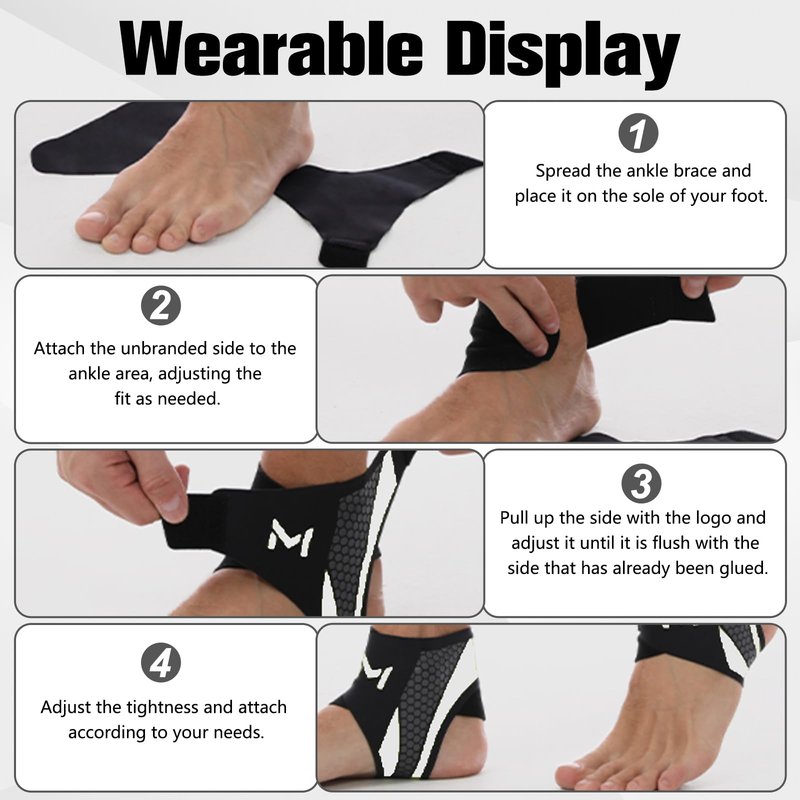 Ankle Brace Compression Support Stabilizer for Men Women, Ankle Support with Adjustable Wrap for Sports Training and Daily Activity, Protection Plantar Fasciitis Relief,Tendonitis,Sprained(Gray)
