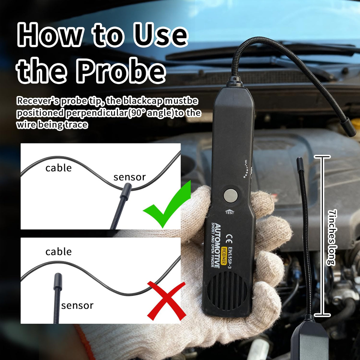 Cable Tracker Electrical, EM415 PRO Automotive Short & Open Finder, Wire Tracer with Flexible Probe, DC 6-42V Car Diagnostic Tool, Open Circuit Locator for Automotive Wiring Systems (No Battery)