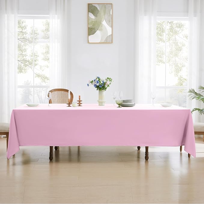 Rectangle Tablecloths 60x120 Inch 2 Pack Pink Tablecloth for 6ft Washable Decorative Linen Polyester Table Cloths for 8ft Dining Table Banquets Buffet Parties and Wedding