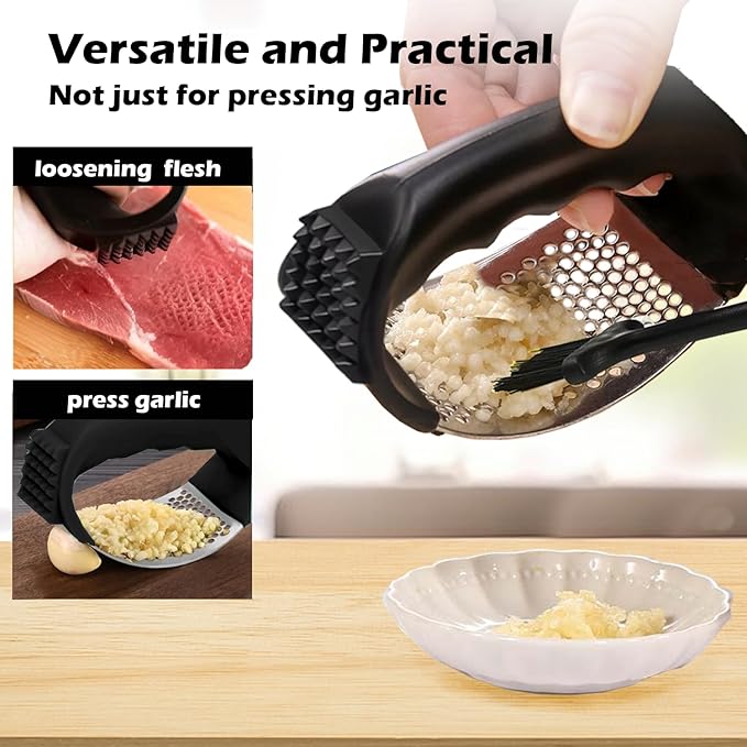 FATUXZ Stainless Steel Garlic Press Rocker Set