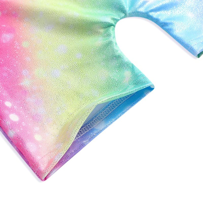 HOZIY Leotards for Girls Gymnastics Dance 4t 5t Toddler Girl Biketards Rainbow Shiny Stars Apparel Clothing Tumbling Outfits Bodysuits Kids Leo Gym Gymnastic Leotard with Shorts Sparkly Glitter