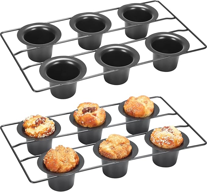 Shellwei 2 Pcs 12 Cups Nonstick Popover Pan Muffin Cupcake Pudding Bakeware