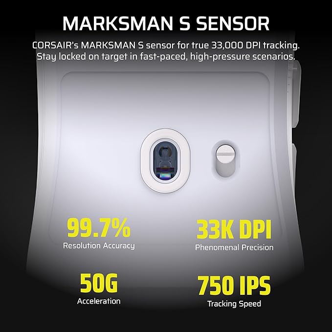 Corsair Sabre v2 PRO Ultralight FPS Wireless Gaming Mouse – 33,000 DPI, 36g Weight, 8,000Hz Hyper-Polling, Mechanical Switches, Up to 70-Hour Wireless Battery Life, Web Hub – White