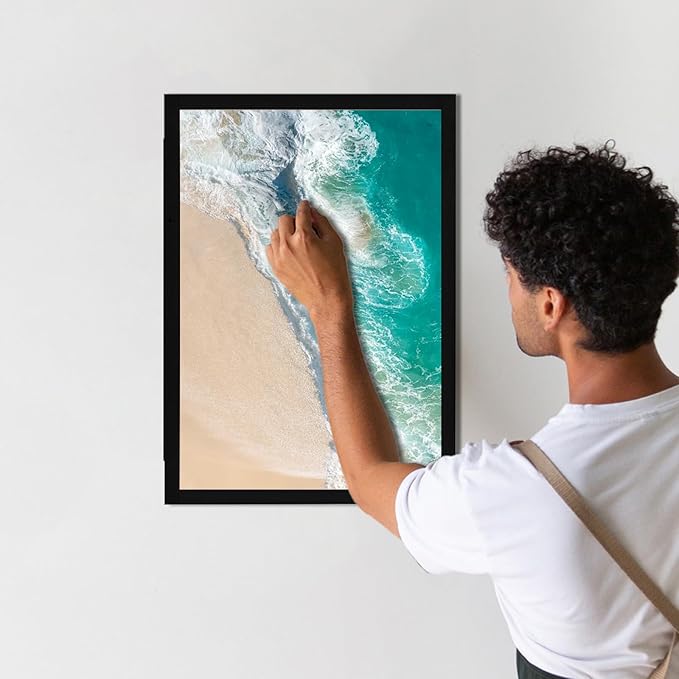 Black Frame Enclosed Whiteboard with Wooden Frame, Approx.17x23in / 43x58cm Poster Frame and whiteboard, Functional Whiteboard for Office, Home(Poster Not Included)(MMB-BK-4358)