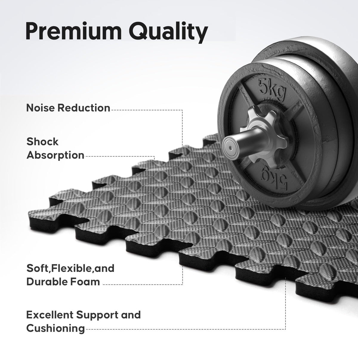 24 Pack Home Gym Mat, Puzzle Exercise Mat, EVA Interlocking Foam Floor Tiles for Home Workout Equipment and Kids' Play Areas - Black, 24 in x 24 in x ½ in - 24 Tiles (Black, 24 Pack, 96 SQ FT)