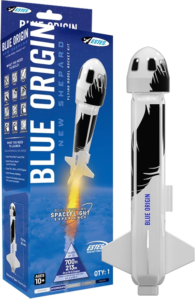 Estes 7315 Blue Origin New Shepard Builder Kit, Intermediate Flying-Rocket Model Kit for Ages 10+, Includes Model Parts and Parachute