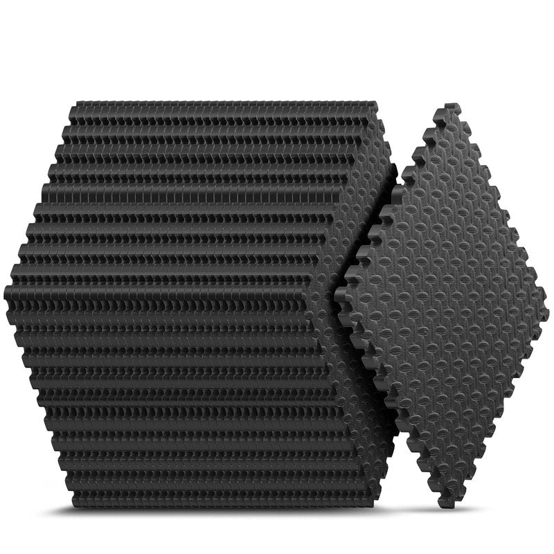 36 Pack Home Gym Mat, Puzzle Exercise Mat, EVA Interlocking Foam Floor Tiles for Home Workout Equipment and Kids' Play Areas - Blue, 24 in x 24 in x ½ in - (Black, 36 Pack (144 SQ FT))