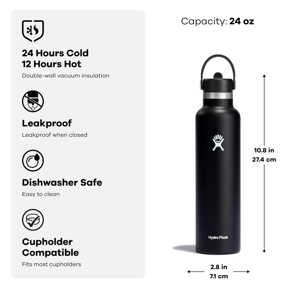 Hydro Flask Water Bottle - Insulated Stainless Steel - Straw Lid, Non Spill, Leakproof in 24 Oz Oat Tan