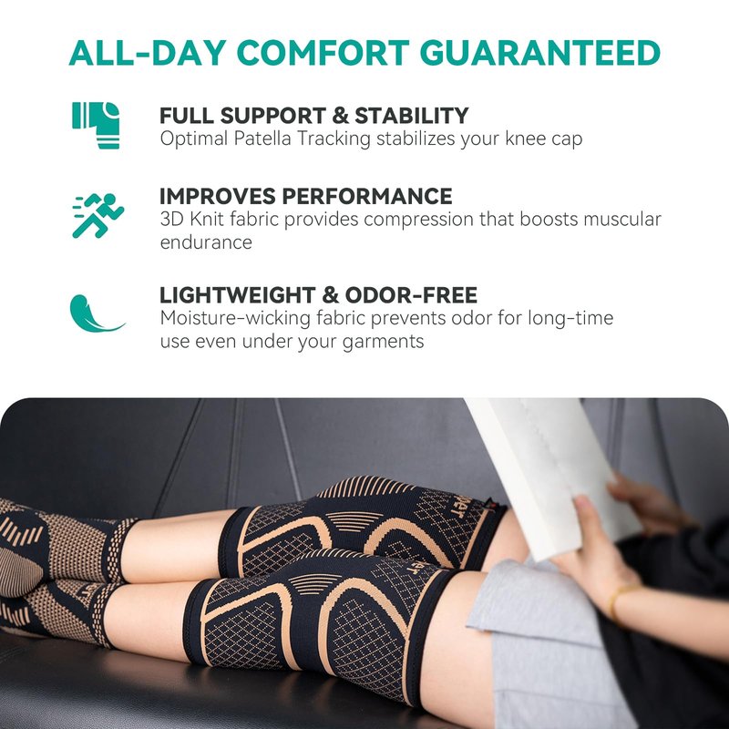 Ankle Brace for Women & Men, Ankle Compression Sleeve Support Copper Infused Ankle Brace for Sprained Ankle, Plantar Fasciitis Sports, Achilles Tendonitis Pain Relief, Copper Black, LG03-CO-S