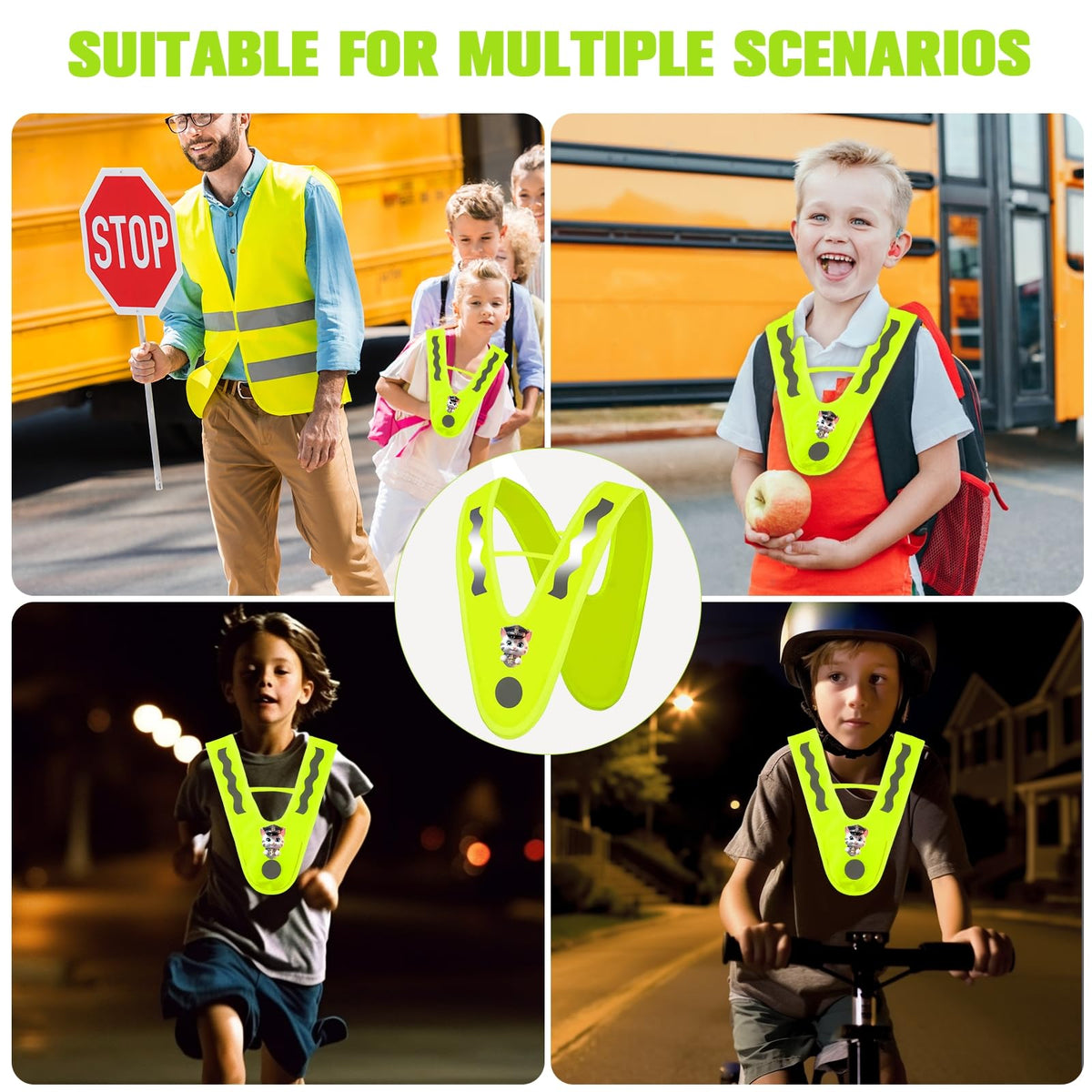 Kids Reflective Vests,High Visibility Child Safety Vests with Reflective Bracelets for Cycling Outdoor