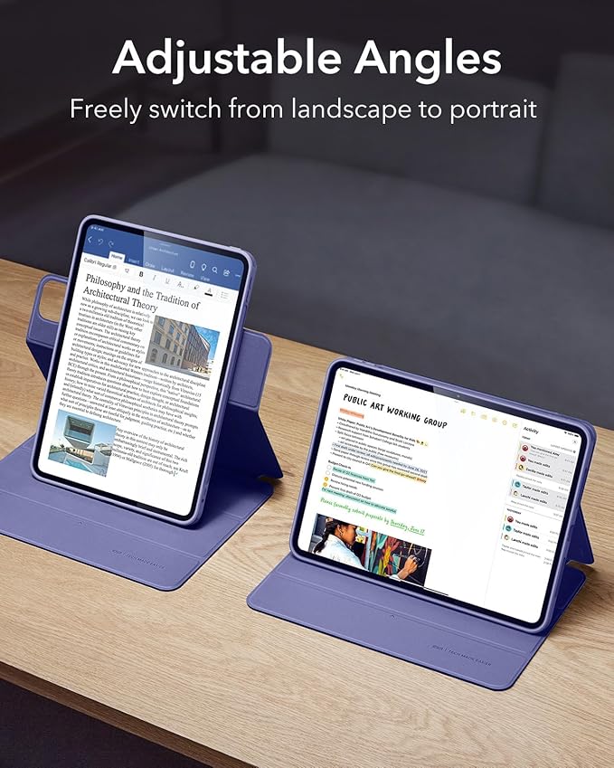ESR for iPad Pro 13 Inch Case (M5/M4) 2025/2024, Removable Magnetic Cover, Vertical Stand, Fully Supports Pencil Pro and Pencil(USB-C), Rebound 360 Series, Lavender