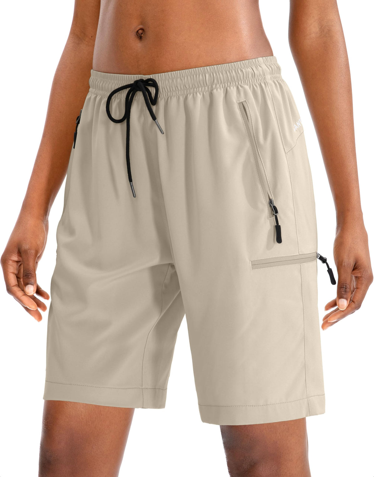 SANTINY Women's 5''/ 7''/9'' Hiking Cargo Shorts Quick Dry Lightweight Summer Shorts for Women Athletic Golf Zipper Pockets(Khaki_XL)