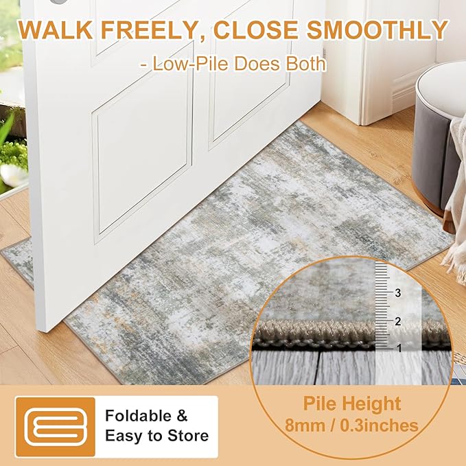 WILLSUN Washable Area Rugs, 5x7 Non-Slip Boho Large Area Rugs for Living Room, Bedroom, Machine Washable Vintage Rug, Indoor Floral Print Carpet for Home Decor, Kid & Pet Friendly Mat