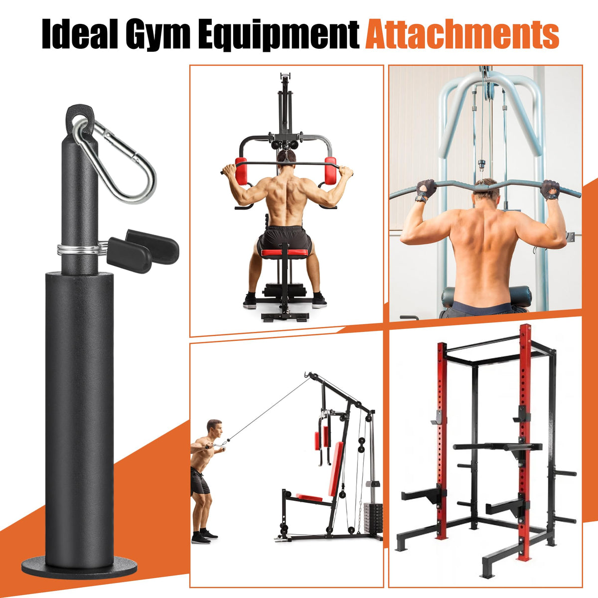 SERTT Weight Loading Pin fit 1 inch Standard and 2 inch Olympic Weight Plate, Gym Pin for Weight Stack with Heavy-Duty Carabiner, Weight Pin Attachment for Cable Pulley System LAT Pulldown