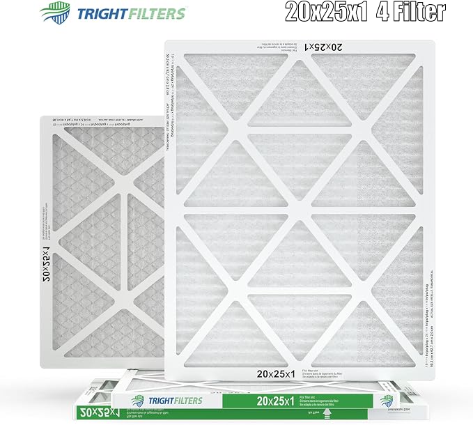 20x25x1 Air Filter 4 Pack, MERV 8 Pleated Dust Defense Air Filters Replacement