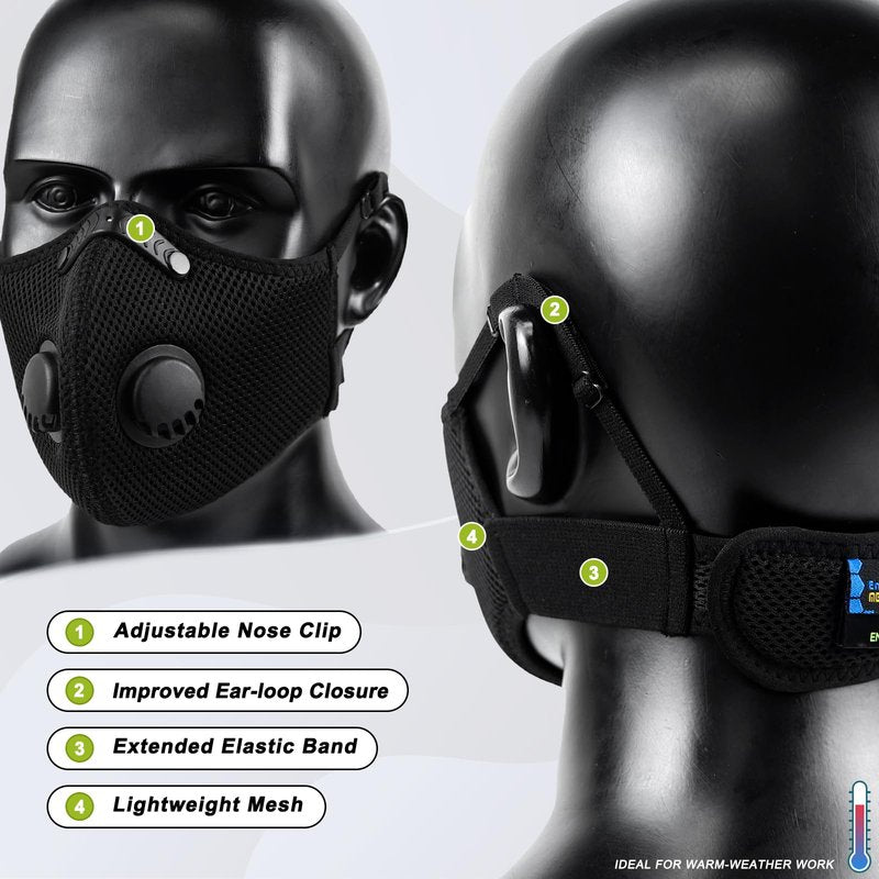 BASE CAMP M Plus Dust Mask, Breathable Reusable Face Mask with 6 Activated Carbon Filters for Woodworking Construction Mowing Grinding (Modern1)