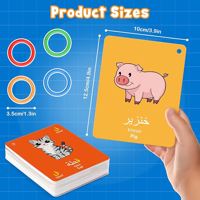 48 Arabic Flash Cards for Kids,Toddler,Beginners Adult,Learn Arabic Alphabet Letters,Number,Color,Shape & Sight Words,Educational Toys with English Transliteration for Classroom & Homeschool