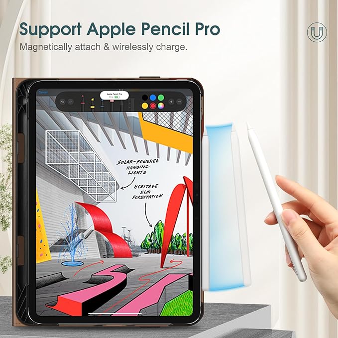 Fintie Folio Case for iPad Pro 11-inch (M5) 2025 / (M4) 2024 - Multiple Angles Viewing Stand Protective Cover with Pencil Holder & Pocket, Auto Wake/Sleep, Brown