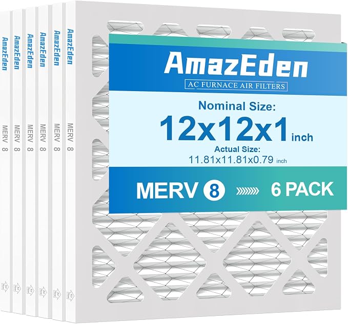 12x12x1 Air Filter 6-Pack MPR 600 & FPR 5 AC Furnace Filters Pleated Dust