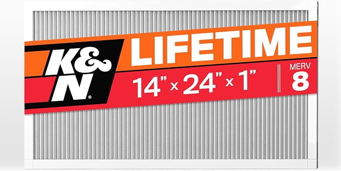K&N 14X24X1 HVAC Furnace Air Filter, Lasts a Lifetime, Merv 8, the Last HVAC