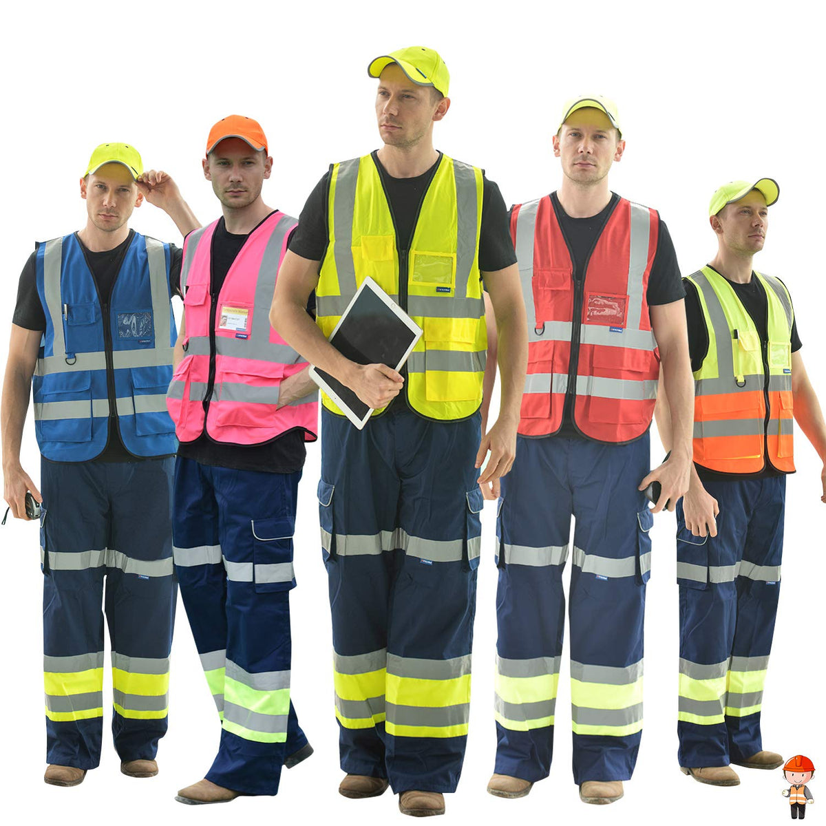 A-SAFETY 7pocket High Visibility Safety Vest Zipper, Construction Vest Reflective Strips ANSI/ISEA Standards for Motorcycle, Running,work, Bicycle Riding Outdoor Activities, Yellow