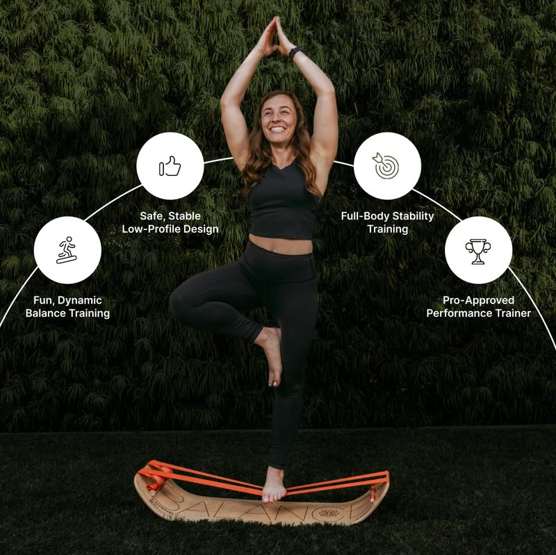 GIBBON SlackBoard with Stand - GiBoard Balance Board Kids & Adults - Slackline Balance Trainer - Slack Board Core Workout Equipment Home Gym Training - Standing Desk Exercise - Yoga, Agility, Pilates