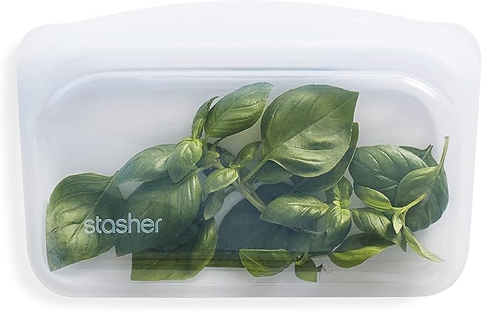 Stasher Premium Reusable Silicone Food Storage Snack Bag, Clear, 12 oz