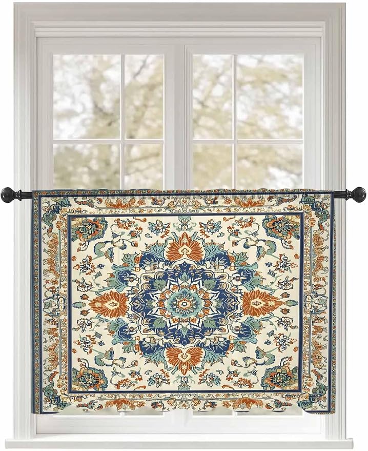 Sheer Curtains 54 Inch Length, Southwest Farmhouse Semi Sheer Curtains Light