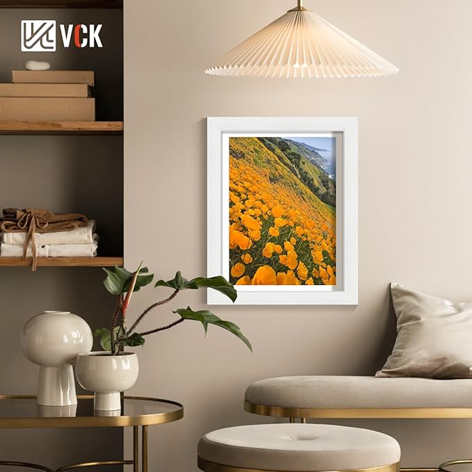 VCK 11x14 Picture Frame, White Wood 14 x 11 Diploma Document Frames, Home or Gallery Wall Hanging, 2 Pack