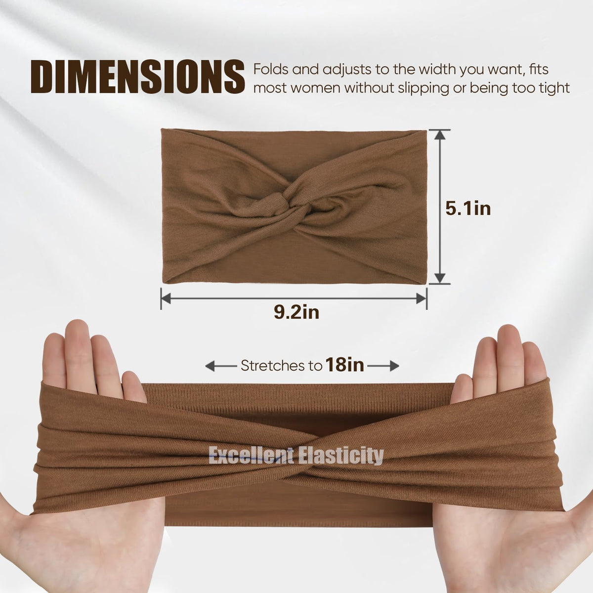 HSEM Headbands for Women, Non Silp Wide Hair Bands, Elastic Thick Head Bands, Stretchy Soft Sports Sweat Bands for Spa Workout Running Gym, Twist Knotted Cotton Cloth Turban Hair Accessories 6Pcs