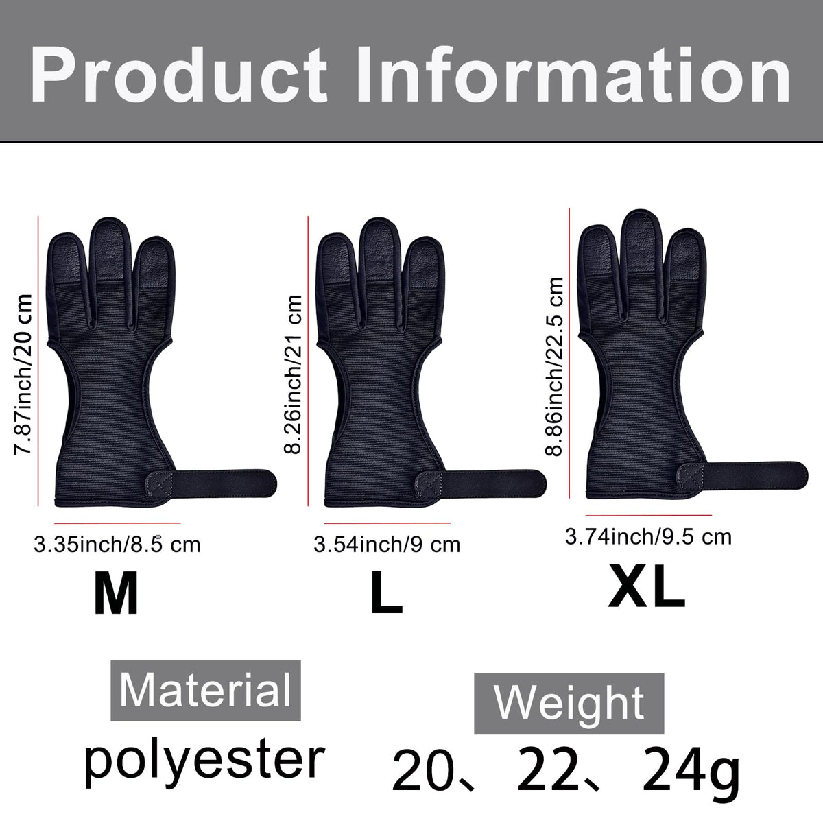 KURUGEILI Archery Glove Three Finger Protector with Leather Pad Shooting Hunting 3-Finger Guard for Youth Adult Man Woman and Beginner Protective Gear Accessories-M
