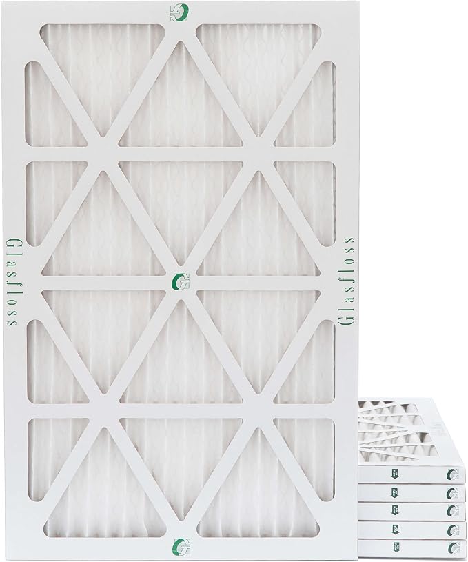 Glasfloss 12x24x1 MERV 10 Pleated Air Filters Box of 6. Actual Size: 11-3/8 x