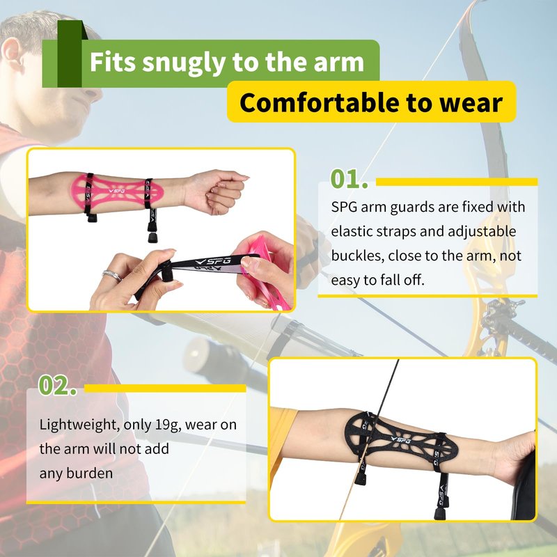 SPG Archery Arm Guard Protector - Adjustable Professional Bow Arm Guards Forearm Protector Armguard for Adults Youth Men Women Competition Shooting Hunting Practice