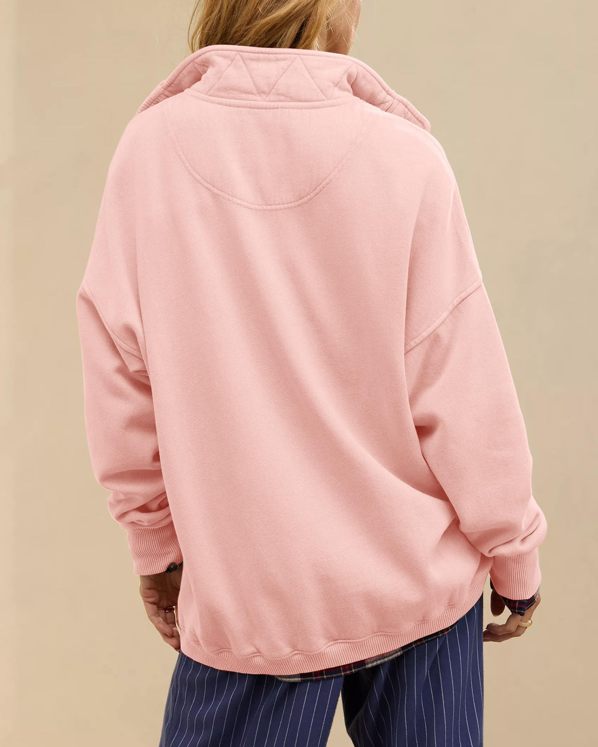 Gacaky Sweatshirt for Women Oversized Casual Long Sleeve Button Henley Neck Pullover Tops Fashion Outfits Clothes Pink X-Large