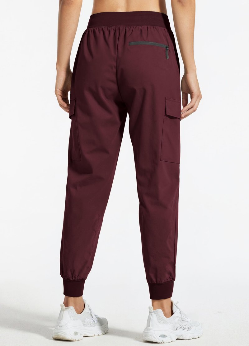 Libin Women's Cargo Joggers Lightweight Quick Dry Hiking Pants Athletic Lounge Casual Travel, Wine Red M