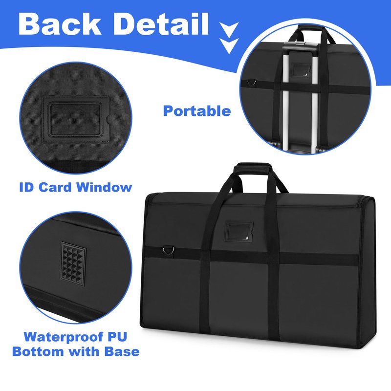 Trunab Portable Monitor Carrying Case, 27-32 Inch Computer Screen Padded Bag Hold Up to 2 LCD Screens/TVs, Not Compatible with iMac, with Accessories Pocket, PU Bottom, for Travel, Work, Transport