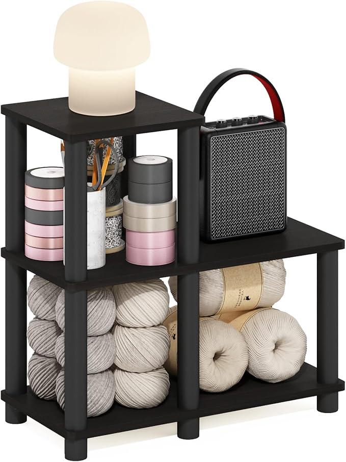 Furinno Turn-N-Tube Accent Decorative Shelf, Espresso/Black
