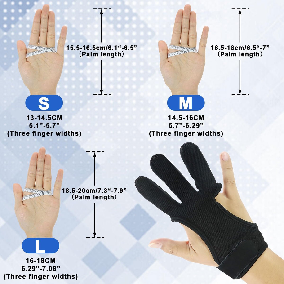 lenpestia Archery Gloves Archery Protective Gloves Three Finger Leather Protective Gloves Comfortable Guard for Youth Adult Beginner (Black, Large)
