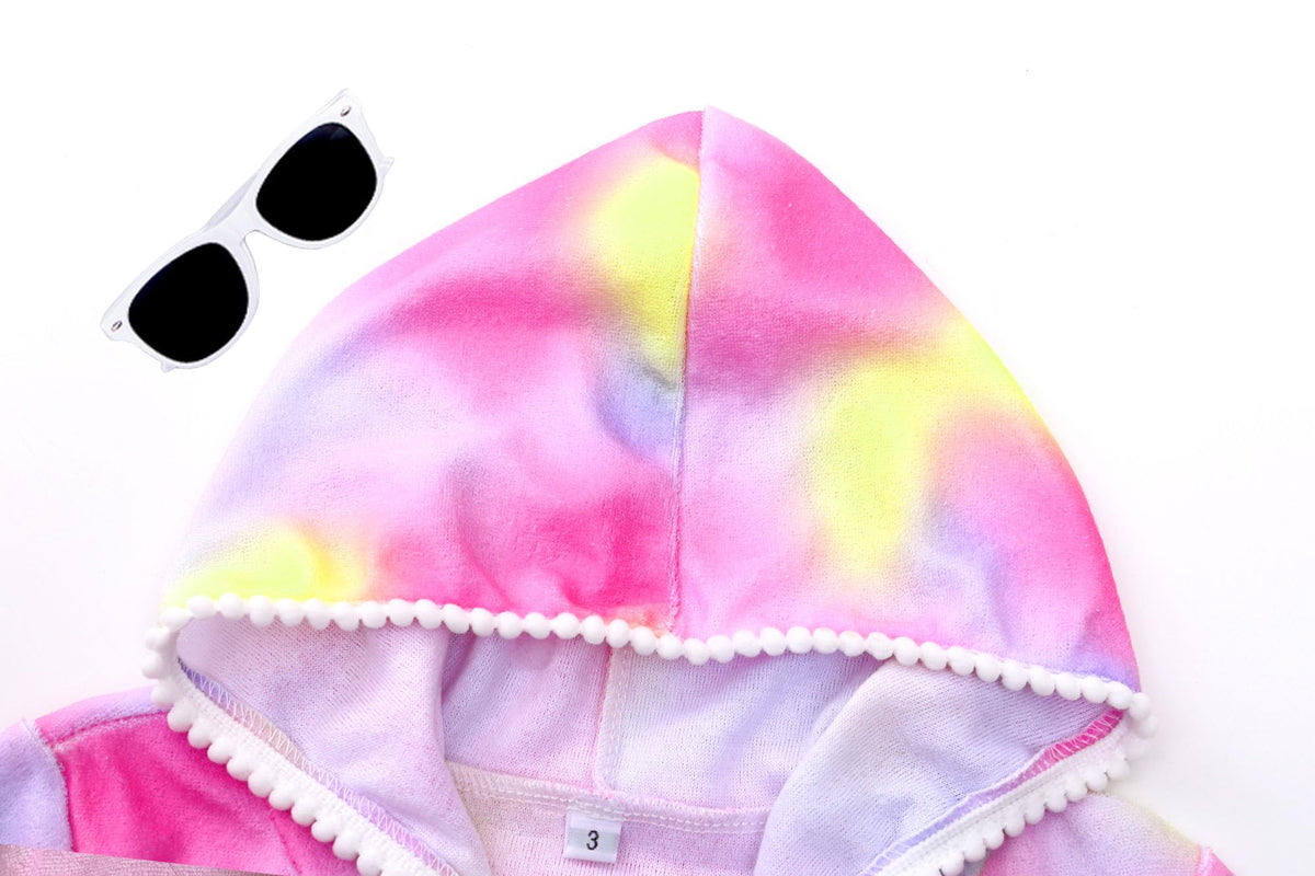 LUCKYGAL Girls Swimsuit Cover Up Zip-Up Swim Coverup Tie Dye Terry Beach Bathing Suit, Size 8 9