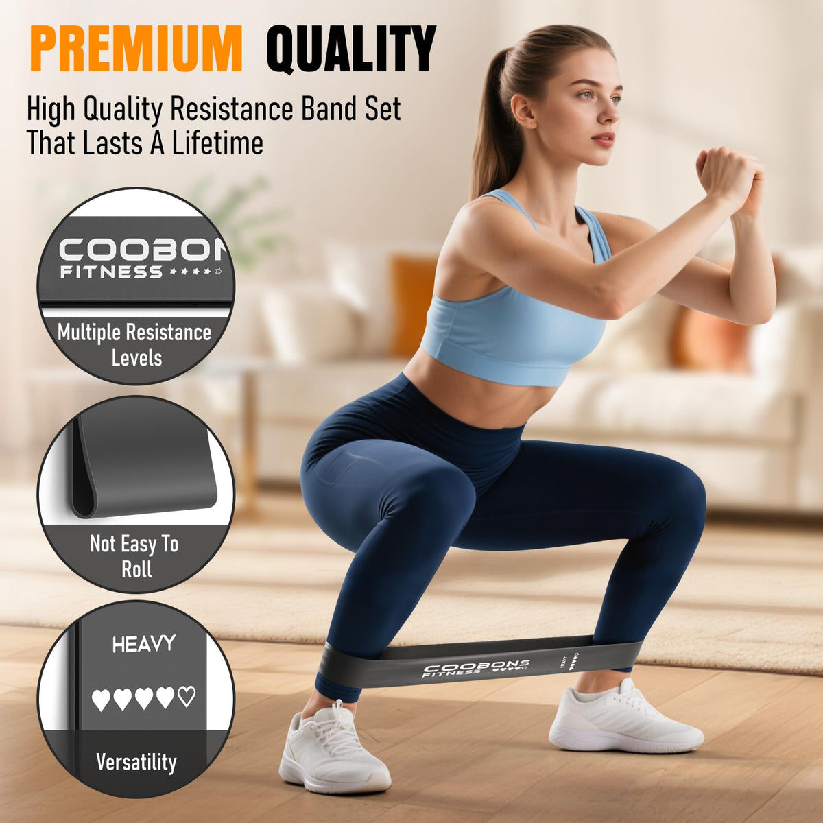 Resistance Bands for Working Out, Exercise Bands Resistance Bands Set with 5 Resistance Levels, Latex Loop Bands for Women Men, Workout Bands for Legs, Glutes, Strength Training, Yoga, Home Gym
