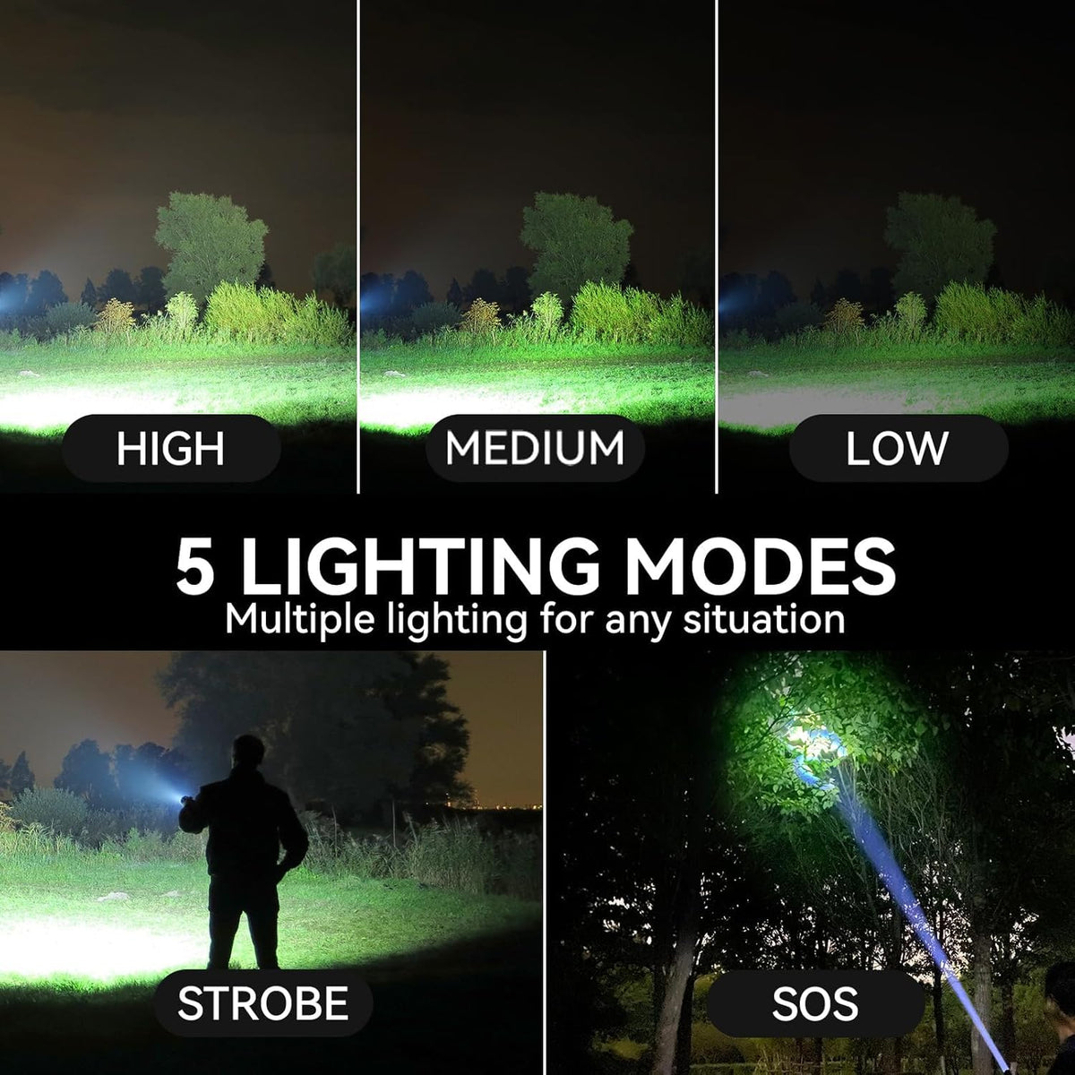 TIMSUMR Rechargeable Flashlights 90,000 High Lumen, 2 Pack LED Flashlight