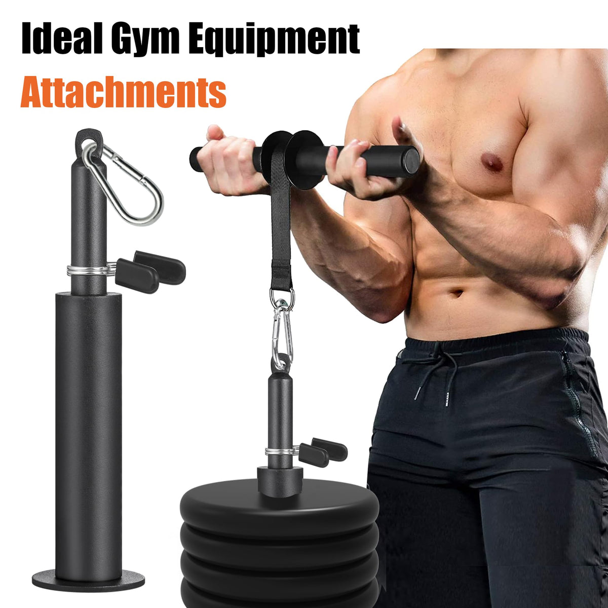 SERTT Weight Loading Pin fit 1 inch Standard and 2 inch Olympic Weight Plate, Gym Pin for Weight Stack with Heavy-Duty Carabiner, Weight Pin Attachment for Cable Pulley System LAT Pulldown