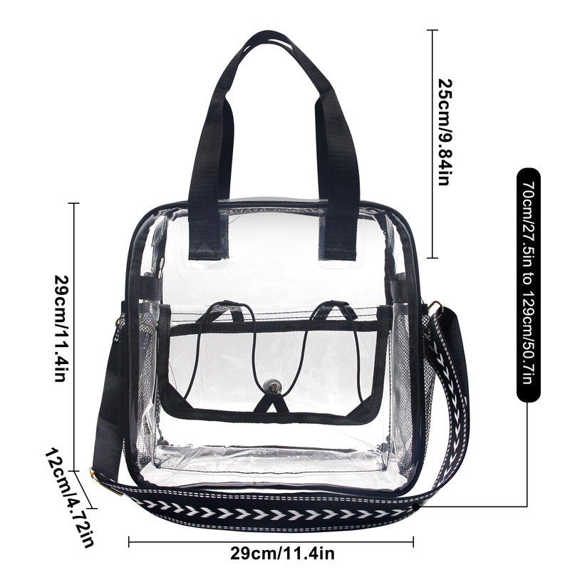 ArtCentury Clear Tote Bag for Stadium Events 12x6x12, Large Clear Tote Bag for Women for Sporting Event Concert Festival Stadium Game