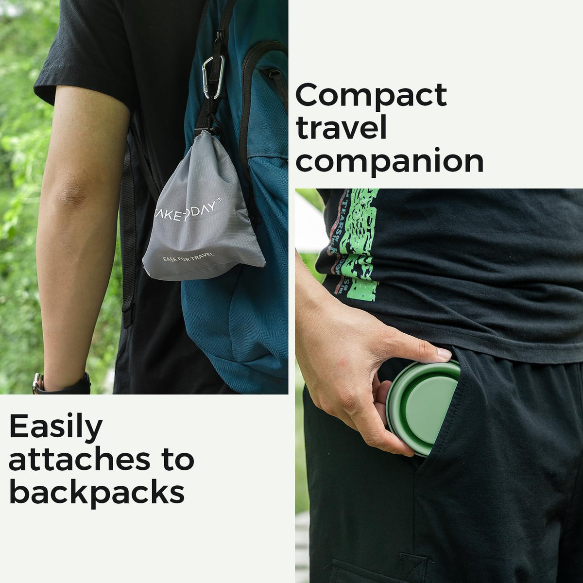 TakeToday Collapsible Travel Cup 8 Oz, Silicone Foldable Water Cup, BPA-Free with Lid & Waterproof Bag - Drinking Cup Set for Camping, Outdoors & International Travel, Navy