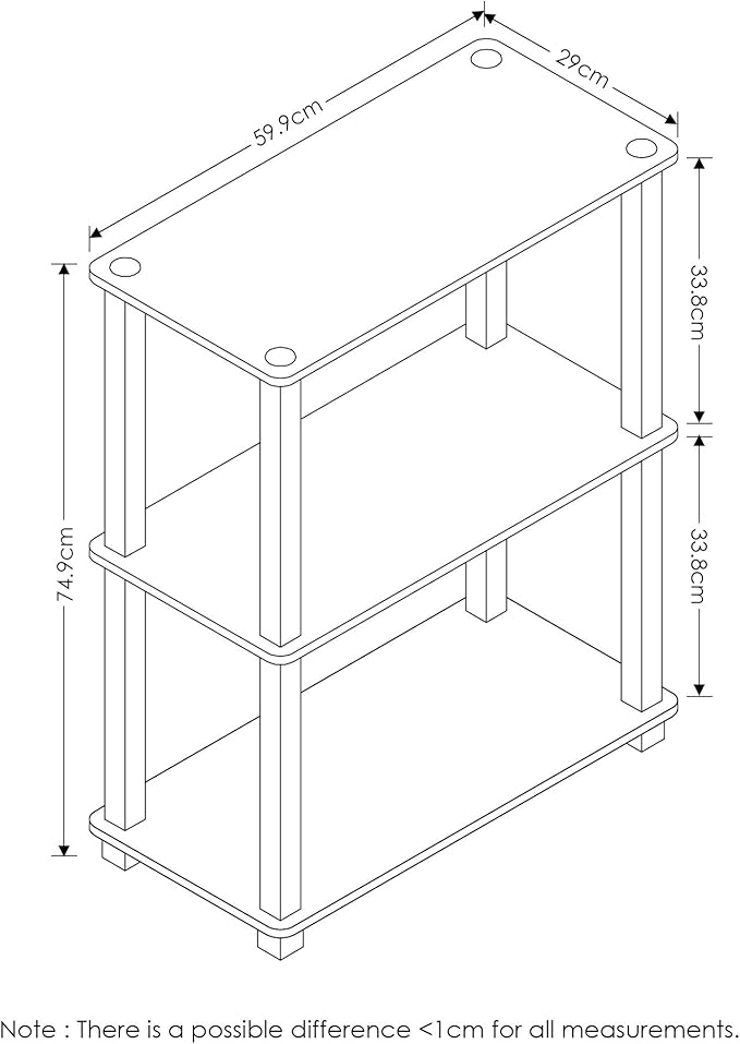 Furinno Turn-S-Tube 3-Tier Compact Multipurpose Shelf Display Rack with Square Tube, Light Blue/White
