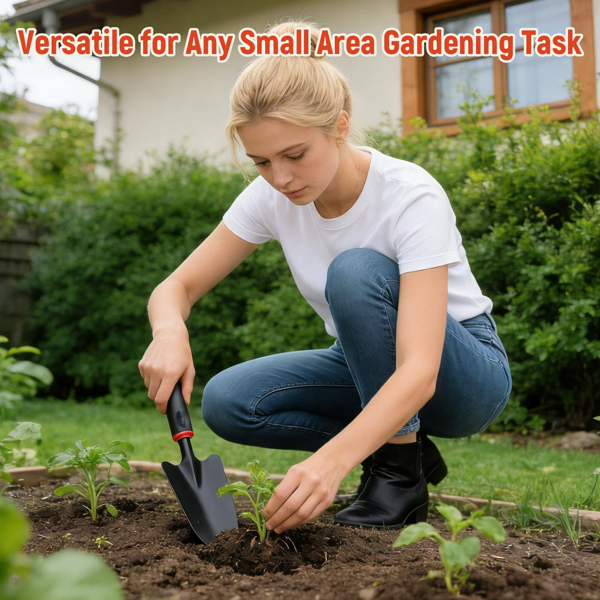 FR Ergonomic Garden Trowel – Heavy-Duty Stainless Steel Hand Shovel for Digging, Weeding & Transplanting (Comfort Grip)
